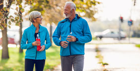 woman and man walking image